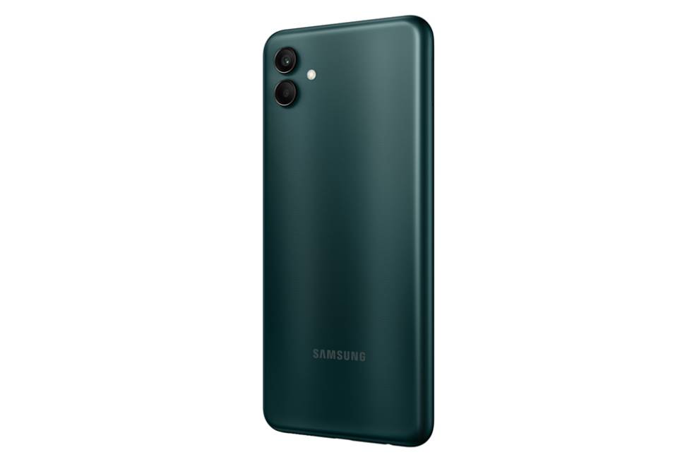 Back of Samsung Galaxy A04 phone