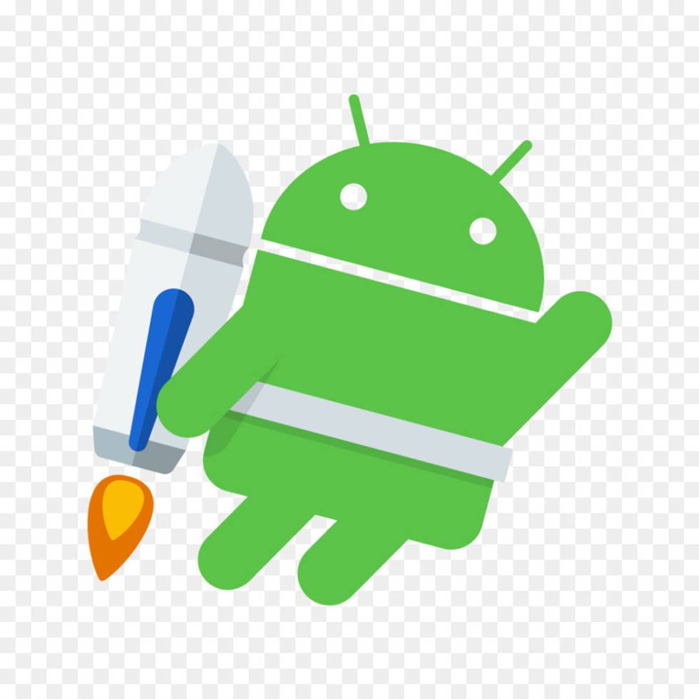 Android logo with a rocket