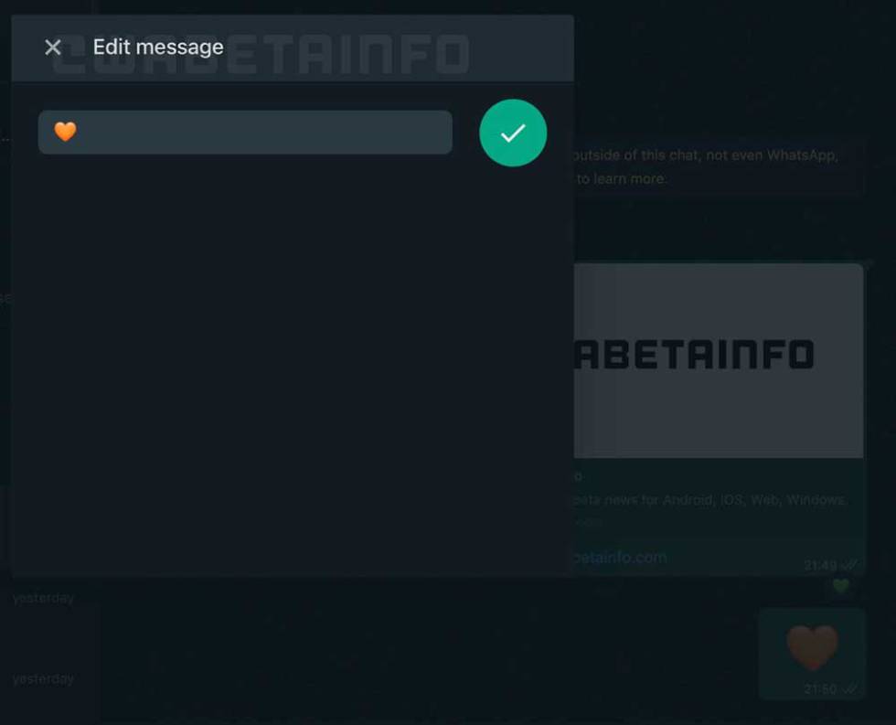 Editing a message in WhatsApp for Windows