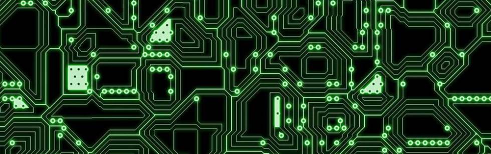 A green and black PCB image