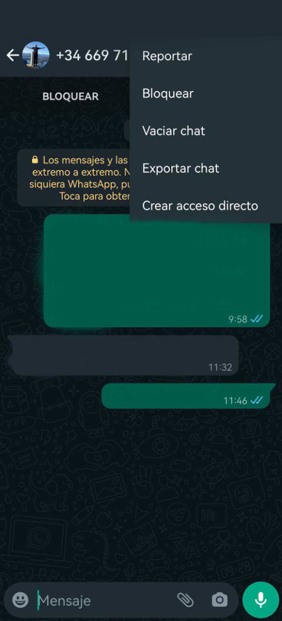 Block an account in the WhatsApp app