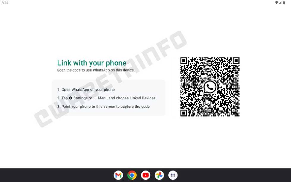 WhatsApp sync QR on a tablet