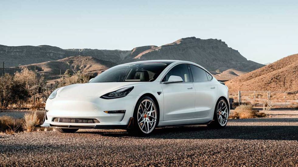 White Tesla electric car