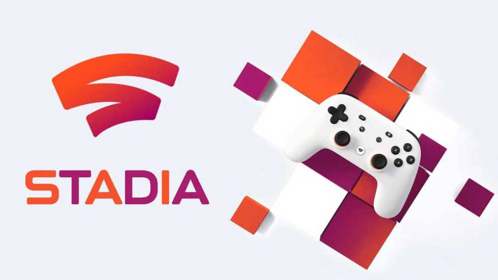 Stadia logo with game controller next to it