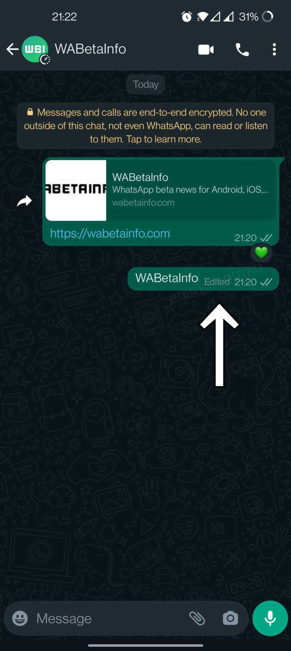 Edición de mensjes en la aplicación WhatsApp
