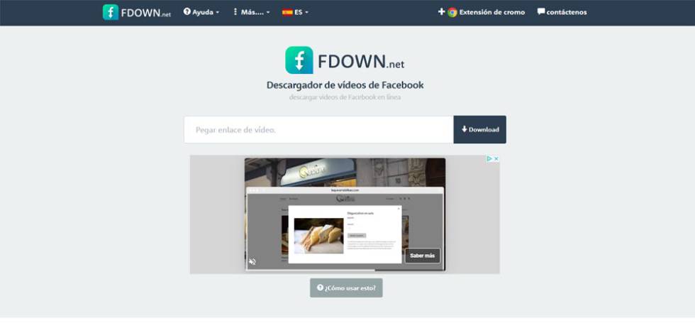 Spanish Fdown website to download videos from Facebook