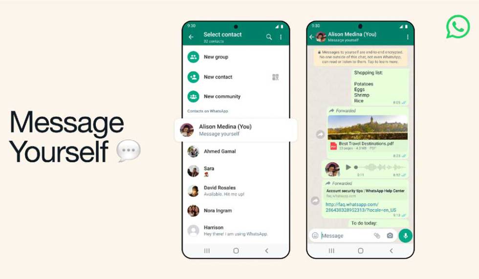 Send a message to yourself on WhatsApp