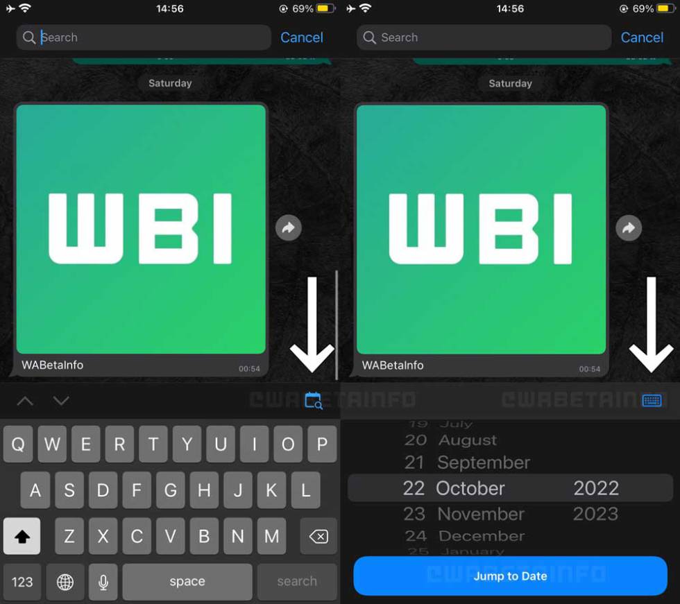 New search by date on WhatsApp
