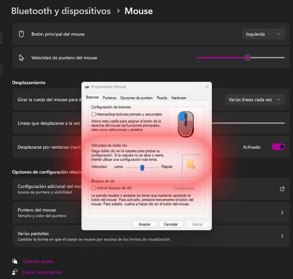 Mouse double click speed in Windows 11