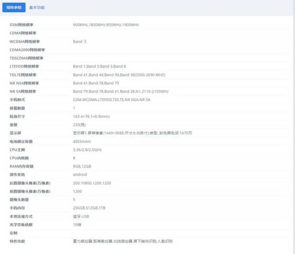 Features of the Samsung Galaxy S23 Ultra under TENAA