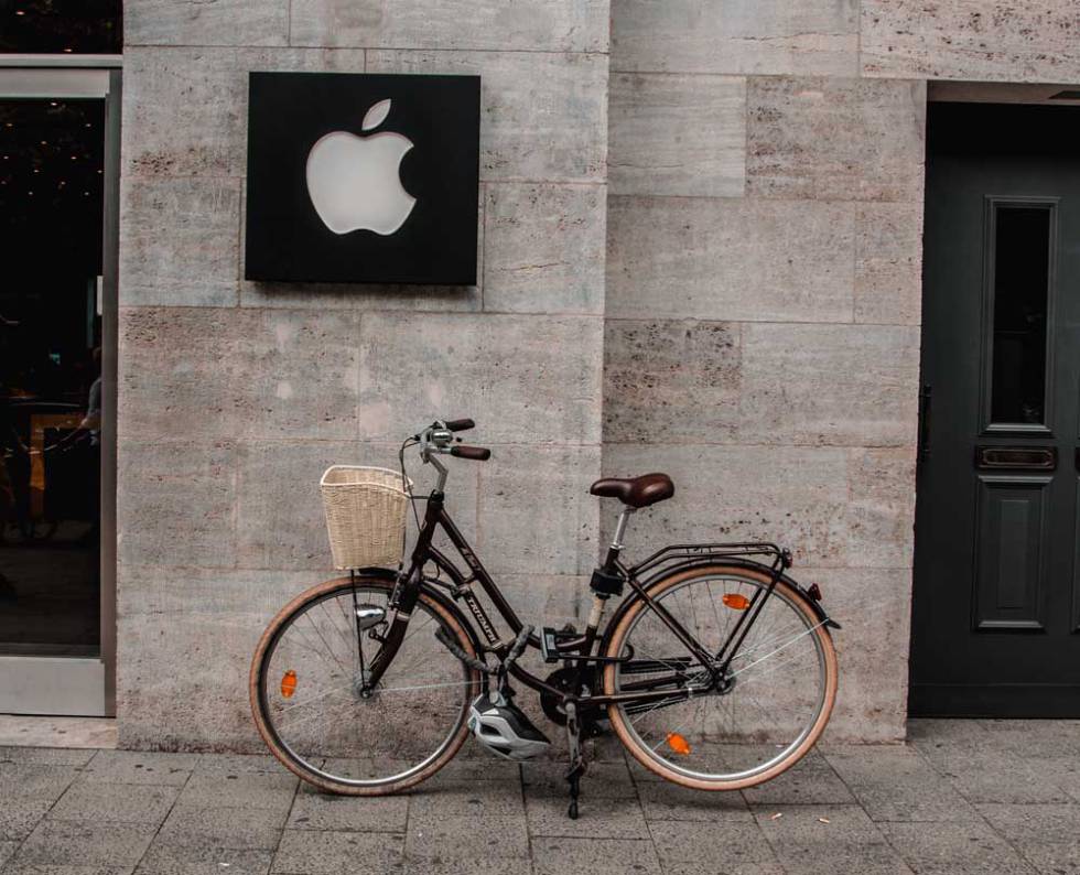 Apple logo next to the bike