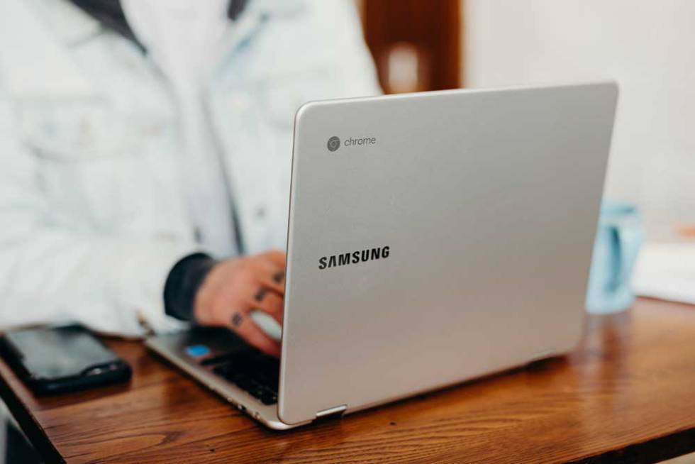 White Samsung Chromebook computer