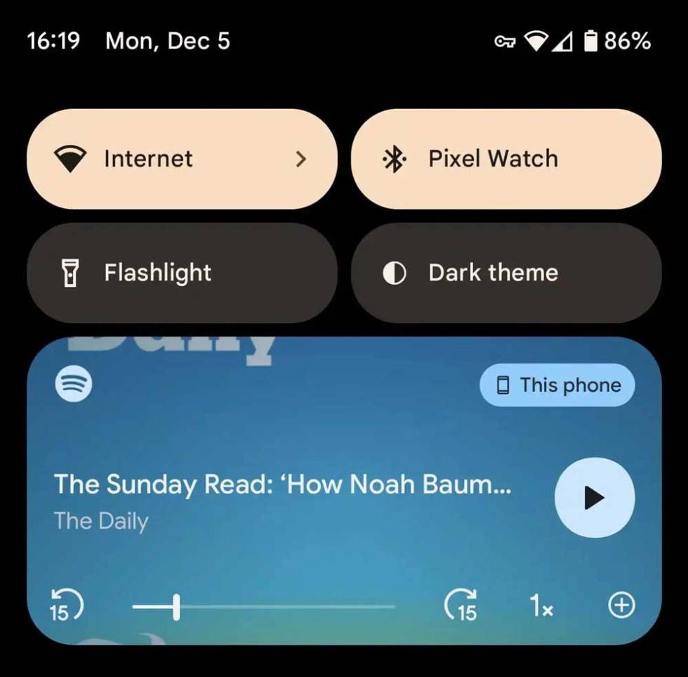 New Spotify interface compatible with Android 13