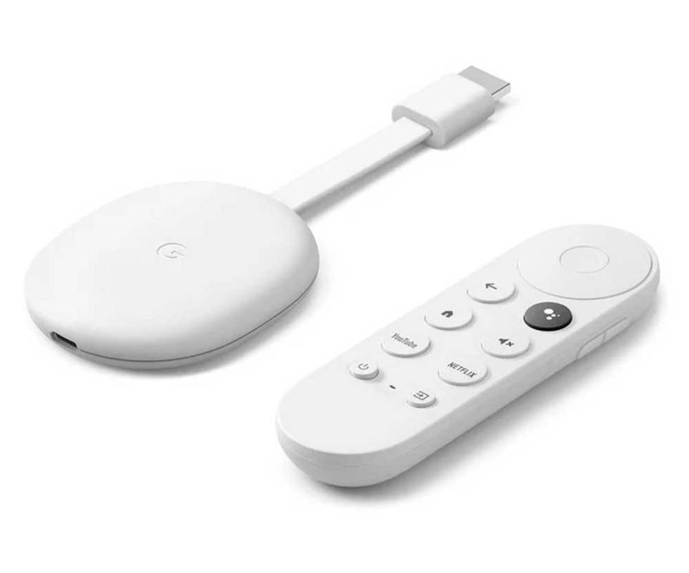 Google Chromecast player with white Google TV
