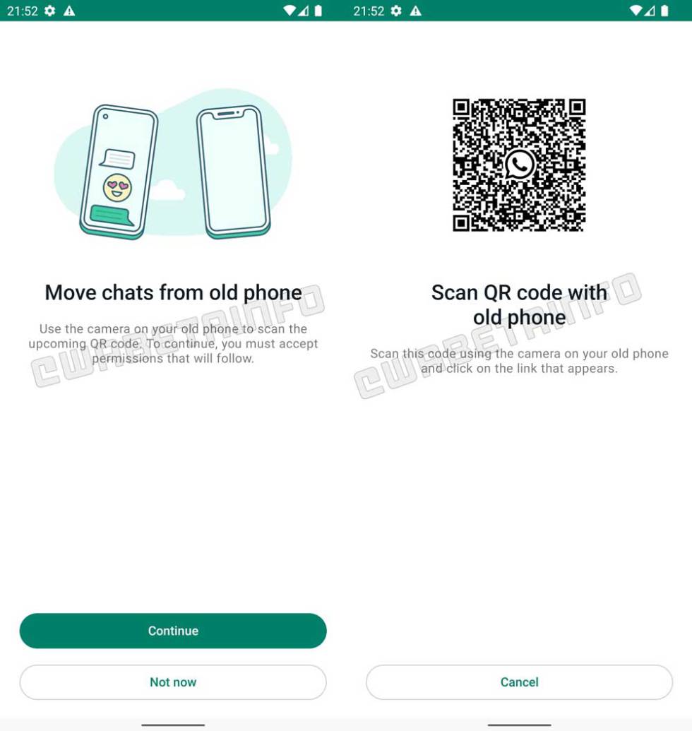 Copying chats on WhatsApp using QR