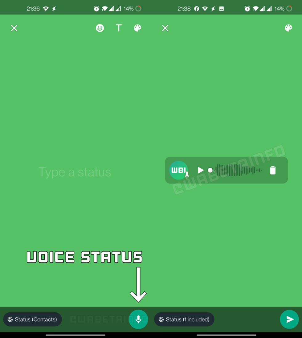 Recording voice notes in WhatsApp States