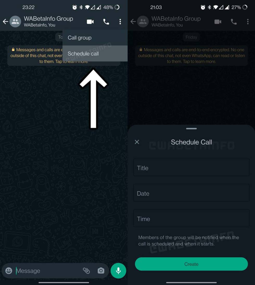 Nueva programación de llamadas en grupos de WhatsApp