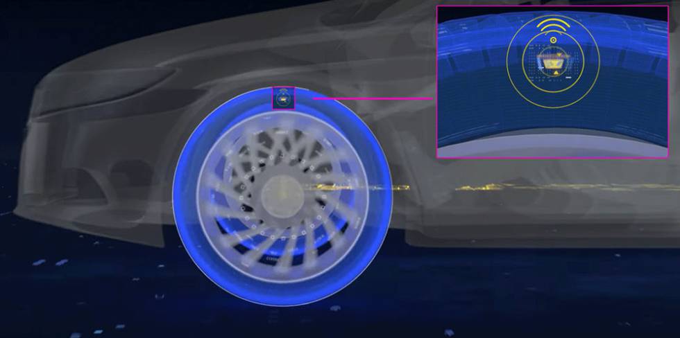 El neumático se conecta a los sistemas del vehículo con una tecnología de última generación.