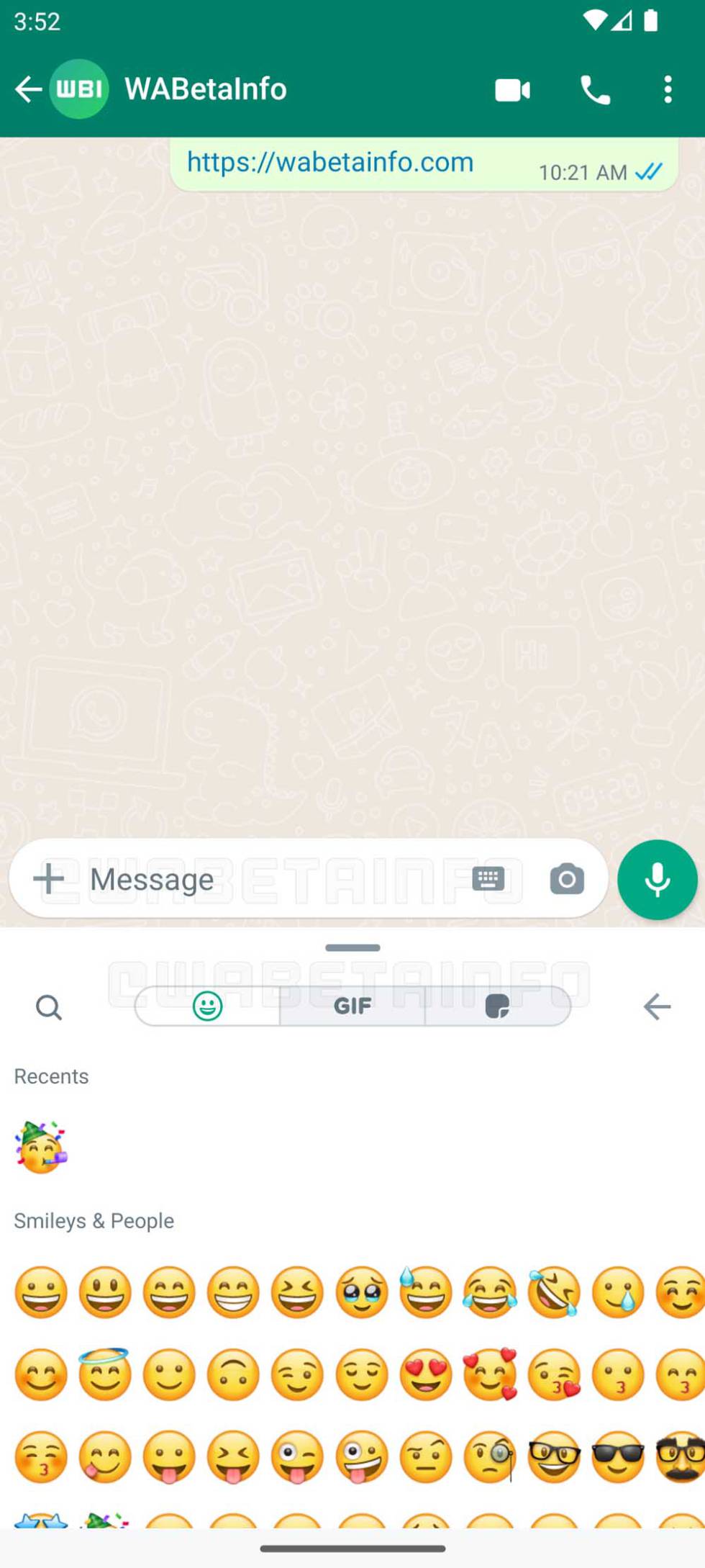 Nueva interfaz de WhatsApp para emojis, GIF y stickers