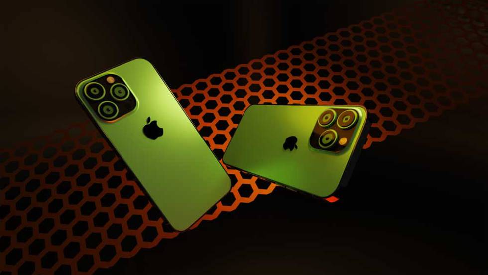 Teléfono Apple iPhone con tono amarillo