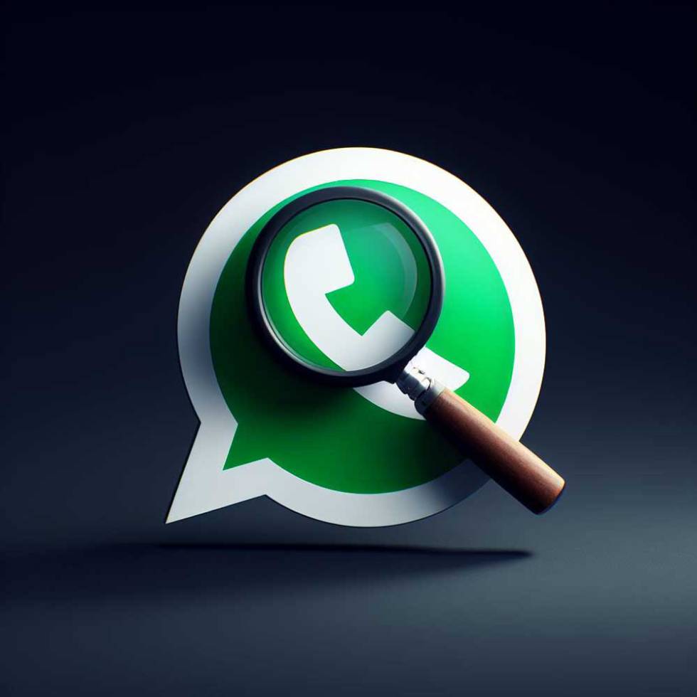Lupa delande de un logo de WhatsApp