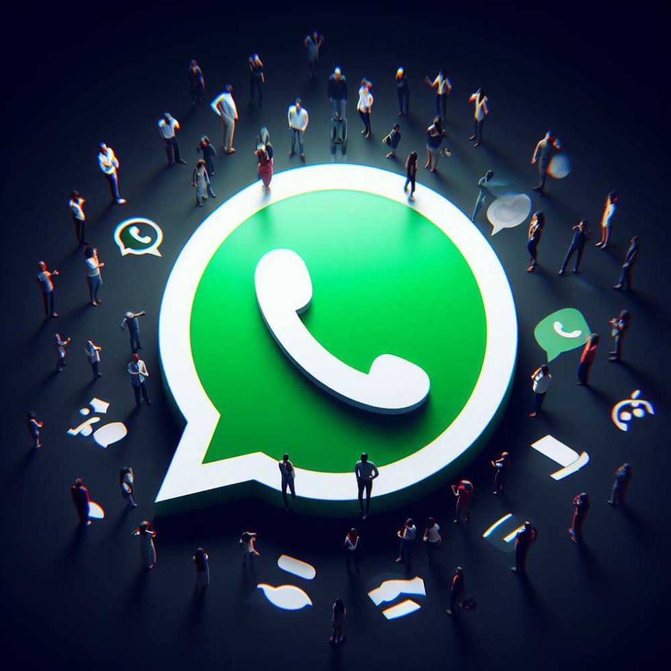 Logotipo de WhatsApp en 3D con personas
