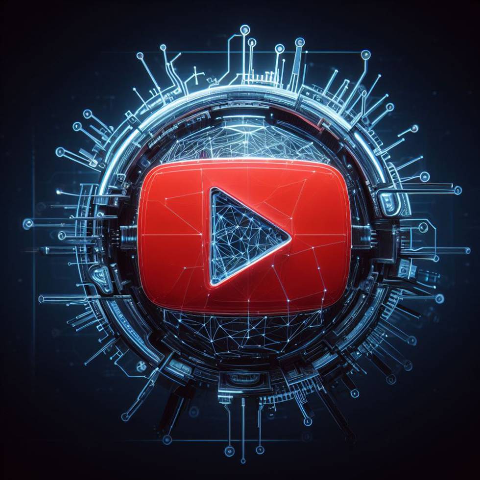 Logo de YouTube de color rojo con fondo oscuro