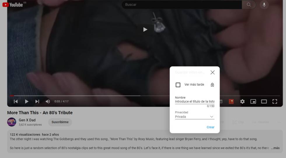Poner nombre a una lista en YouTube