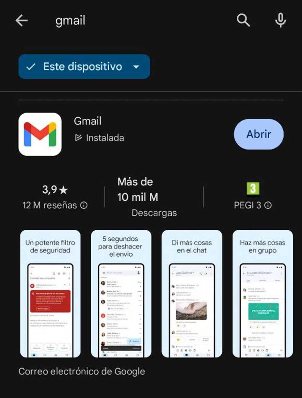 Versión de Gmail para Android