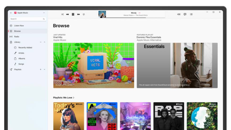 Interfaz de Apple Music para Windows